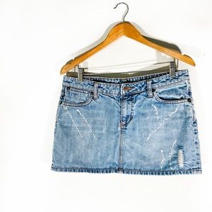 Seven for all mankind paint splattered denim skirt